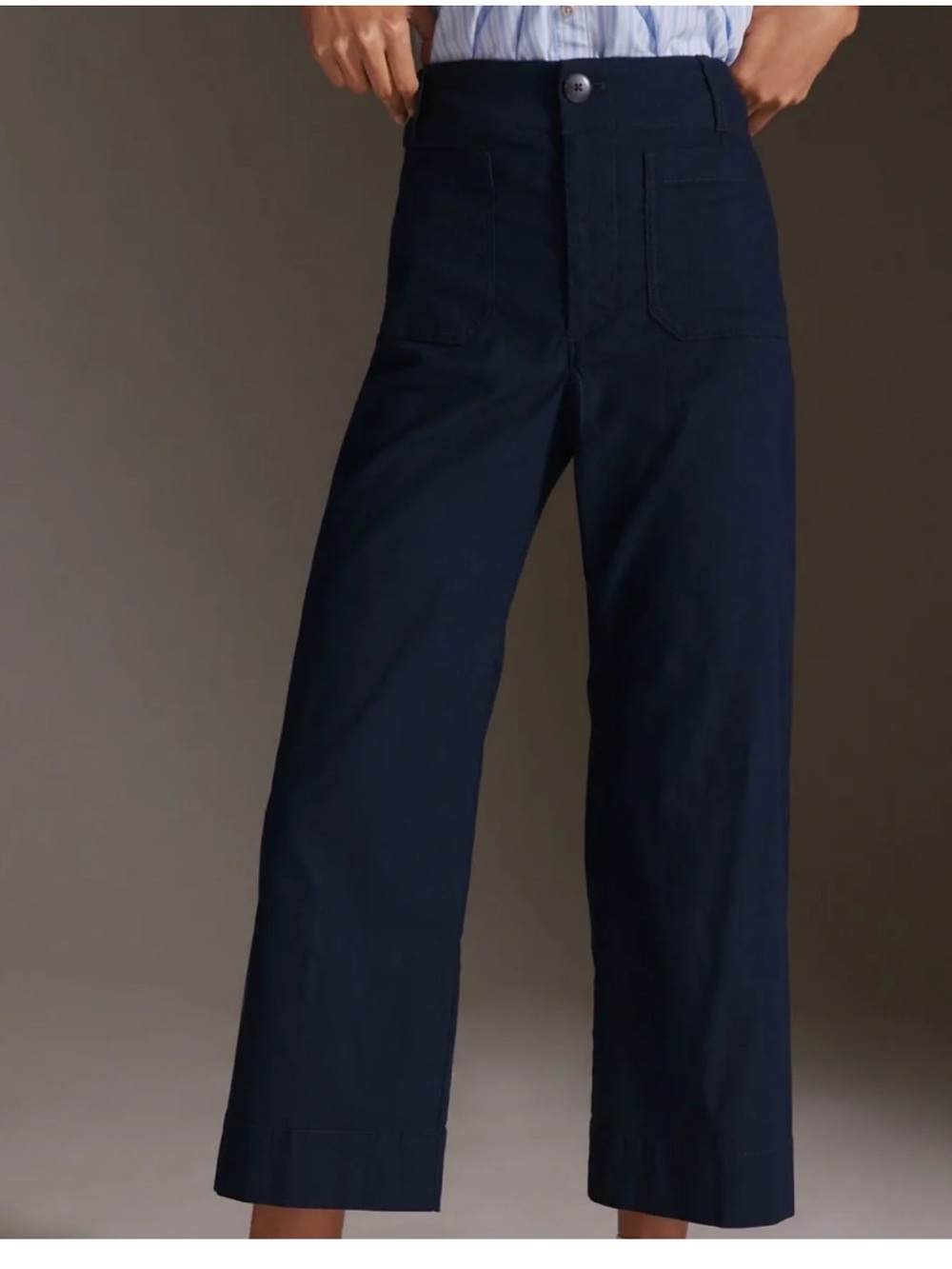 Anthropologie Colette Cropped Wide-legged pants by Maeve. Navy. Size 28. - Picture 3 of 6